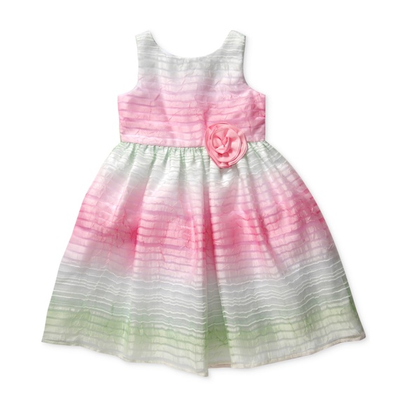 Sweet Heart Rose Other - Girls Organza Ribbon Stripe Easter Occasion Dress